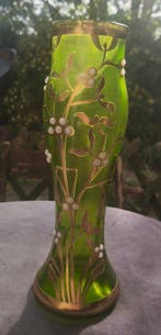 Vaas - Glas - Vergulding en opaline, Antiquités & Art
