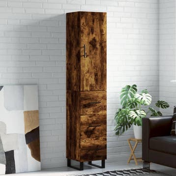 vidaXL Hoge kast 34,5x34x180 cm bewerkt hout gerookt, Verzenden, Nieuw