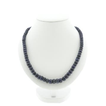 Saffier kralen ketting met gouden slot, Gebruikt, Ophalen of Verzenden, Met edelsteen, Goud