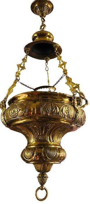 Godslamp - Koper, Brons - Grote kerk sanctuary lamp, Antiek en Kunst