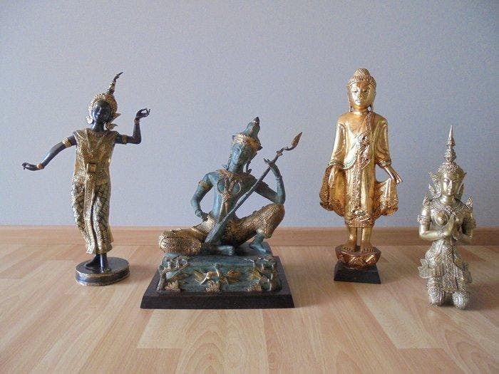 Boeddha Mandelay + Tempelmuzikant + Apsara Danseres +, Antiek en Kunst, Kunst | Niet-Westerse kunst