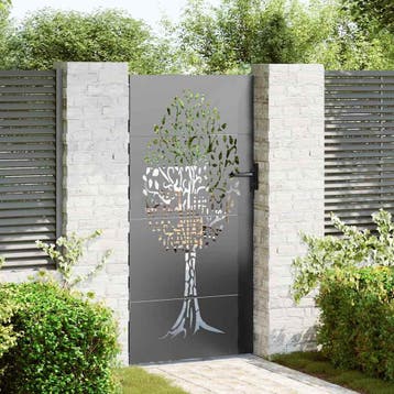 vidaXL Tuinpoort met slot Zwart 85 x 200 cm Poedercoated, Verzenden, Nieuw