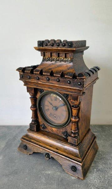 Horloge de table - Aiguilles - Antique Bois, Cuivre -
