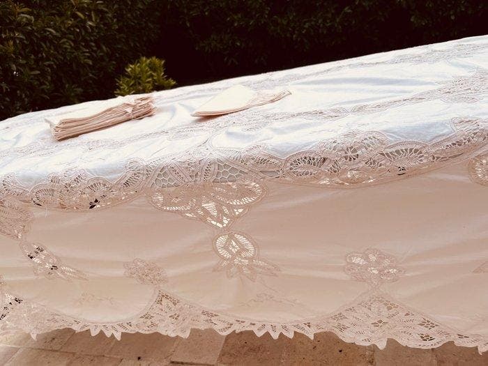 Nappe (19) - 330 cm - 170 cm - Travail, exceptionnel, Antiek en Kunst, Antiek | Tapijten, Tafelkleden en Textiel