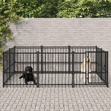 vidaXL Hondenkennel voor buiten 5,63 m² staal, Verzenden, Nieuw