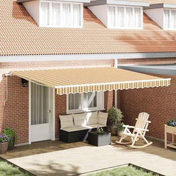 vidaXL Uitschuifbare luifel Meerkleurig 450 × 300 cm, Tuin en Terras, Zonneschermen, Verzenden, Nieuw