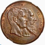 België. Leopold II. 5 Francs Module 1880 , 10 Stralen links, Postzegels en Munten
