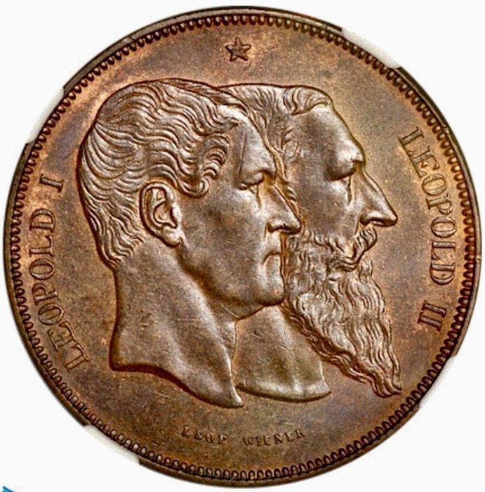 België. Leopold II. 5 Francs Module 1880 , 10 Stralen links, Postzegels en Munten, Munten | Nederland
