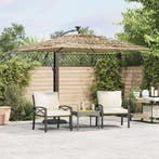 vidaXL Parasol met stalen paal 290x290x238 cm bruin, Verzenden