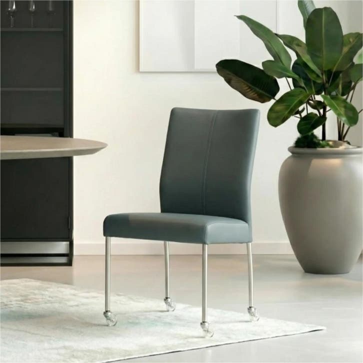 Set van 10 Leren eetkamerstoelen Comfort met wieltjes -, Huis en Inrichting, Stoelen, Nieuw, Leer, Ophalen of Verzenden