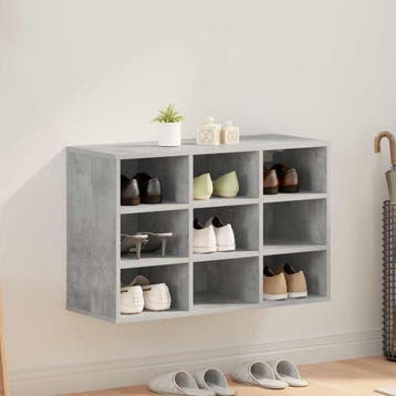 vidaXL Schoenenkast Betongrijs 77,5 x 30 x 51 cm Bewerkt, Verzenden, Nieuw