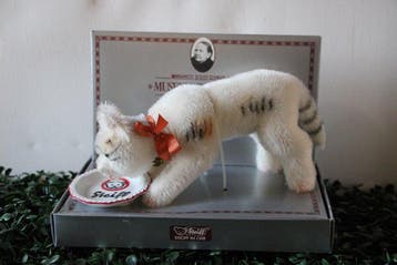 Steiff: drinkende kat, replica 1933, 1990. - Pluche dier -