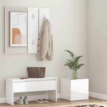 vidaXL Garderobe set bewerkt hout hoogglans wit, Verzenden, Nieuw