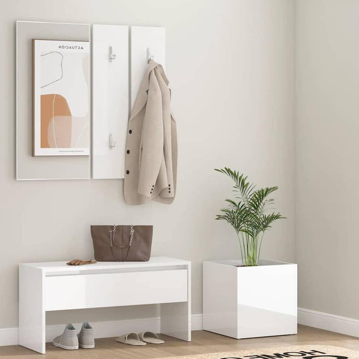 vidaXL Garderobe set bewerkt hout hoogglans wit, Huis en Inrichting, Overige Huis en Inrichting, Nieuw, Verzenden