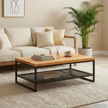 vidaXL Salontafel Bruin en Zwart 110 x 55 x 35 cm Massief, Verzenden