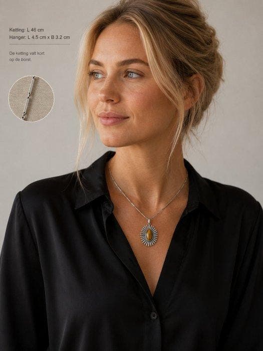 Zilver 935 - Ketting met hanger, Antiek en Kunst, Antiek | Meubels | Stoelen en Sofa's