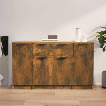 vidaXL Dressoirs 3 st bewerkt hout gerookt eikenkleurig, Verzenden, Nieuw