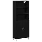 vidaXL Highboard 2 pcs Zwart Eiken Bewerkt hout, Huis en Inrichting, Kasten | Dressoirs, Verzenden, Nieuw