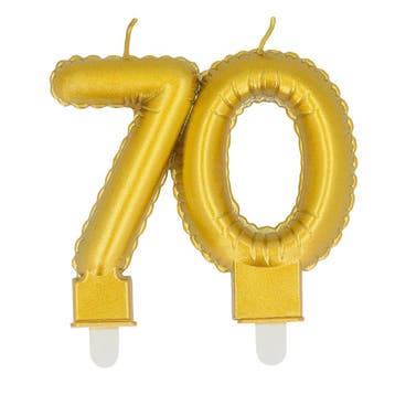 Gouden Kaars 70 Jaar 8cm, Verzenden, Nieuw