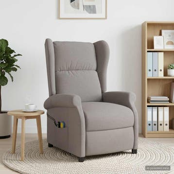 vidaXL Wingback elektrische massage relaxstoel Taupe Stof, Verzenden
