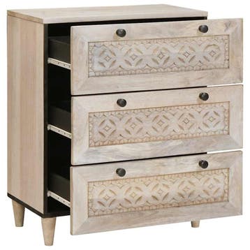 vidaXL Dressoir Wit 60 x 33 x 75 cm massief mangohout, Verzenden, Nieuw