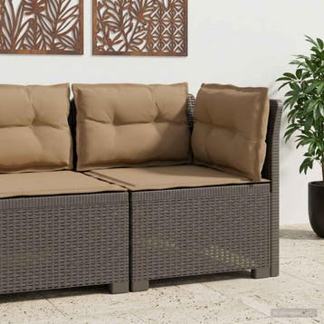 vidaXL Eén-zits Tuin Sofa met Kussens Rieten Look PP, Verzenden