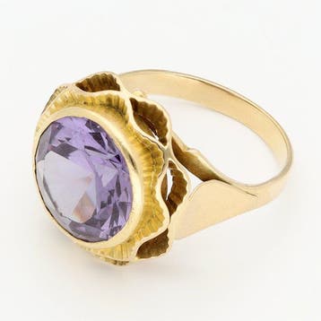 Ring - 18 karaat Geel goud Saffier, Nieuw