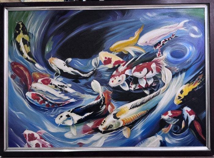 Europese school (XX) - Peces Koi, Antiek en Kunst, Kunst | Schilderijen | Klassiek