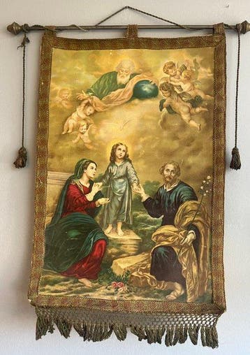 Wandtapijt - 80 cm - 50 cm - Antiek tapijt - Heilige Familie