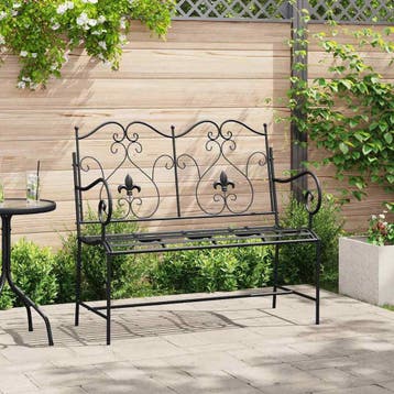 vidaXL Tuinbank 2 -Seater 104 x 54 x 93 cm Staal Zwart, Verzenden, Nieuw