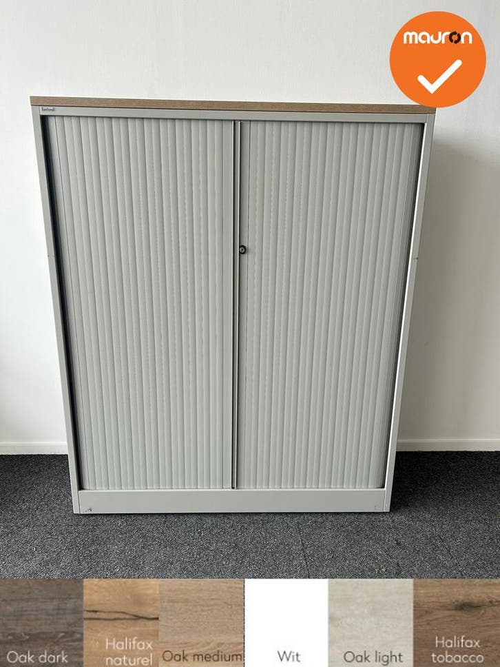 Roldeurkast - Ahrend - 144x120x45cm - Witbeige met witbeige, Articles professionnels, Aménagement de Bureau & Magasin | Mobilier de bureau & Aménagement