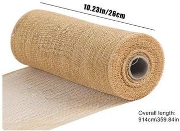 Decomesh metallic goud jute 26 cm rol 9 meter voor kransen, Nieuw