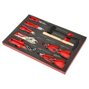 Tangenset en hamerset 11 delen - foam inleg, Ophalen of Verzenden, Nieuw