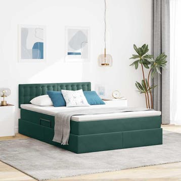 vidaXL Opbergbed met hoofdeinde Donkergroen 140 x 200 cm, Huis en Inrichting, Slaapkamer | Bedden, Verzenden, Nieuw