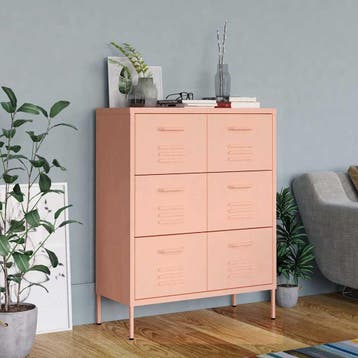 vidaXL Ladekast 80x35x101,5 cm staal roze, Verzenden