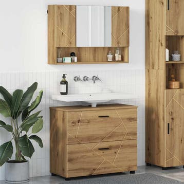 vidaXL Badkamermeubel Set 2 st Artisan Eiken 76,5 x 35 x 64, Verzenden, Nieuw