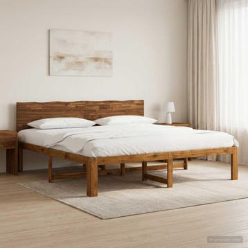 vidaXL Tweepersoonsbed met hoofdbord ROSTOCK Naturel 200 x, Verzenden, Nieuw