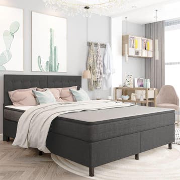 vidaXL Boxspring stof donkergrijs 180x200 cm, Verzenden, Nieuw