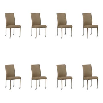Set van 8 Leren eetkamerstoelen Comfort met wieltjes -, Huis en Inrichting, Ophalen of Verzenden, Nieuw, Leer, Eén