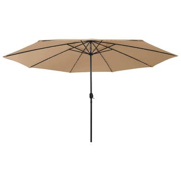 vidaXL Parasol met LED-verlichting 400 cm taupe, Verzenden, Nieuw