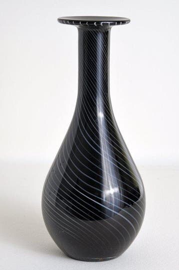 Murano - Vaas - glazen siervaas met wit spiraaldecor - Glas