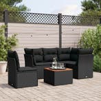 vidaXL 6-delige Loungeset met kussens poly rattan zwart, Verzenden, Loungeset
