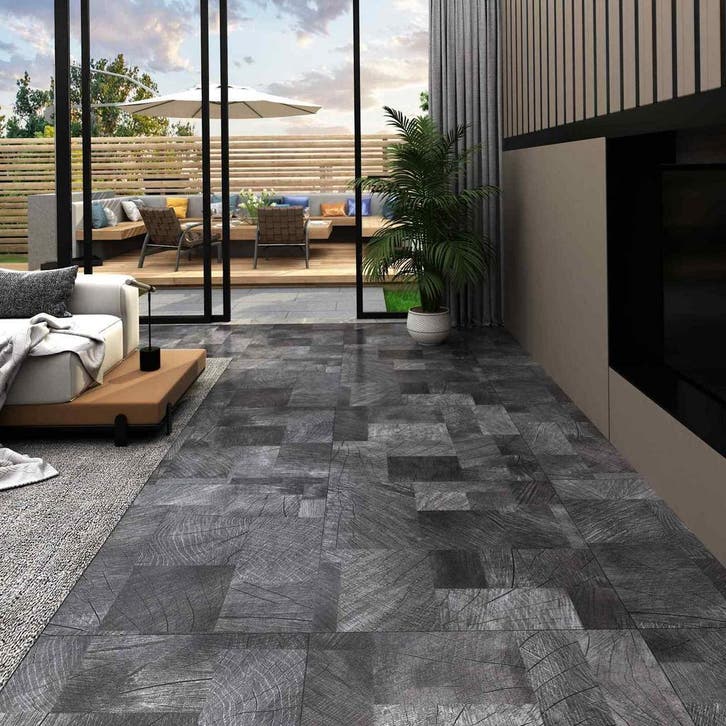 vidaXL Vloerplanken Houten structuur grijs 5,11 m² 55 st PVC, Doe-het-zelf en Bouw, Vloerdelen en Plavuizen, Nieuw, Verzenden