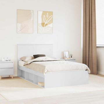 vidaXL Bedframe met hoofdeinde Wit 120 x 190 cm Massief, Huis en Inrichting, Slaapkamer | Bedden, Verzenden, Nieuw