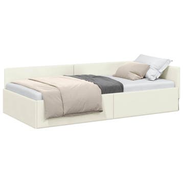 vidaXL Hoek Bed Frame Crème 90 x 200 cm fluweel, Verzenden