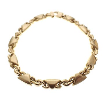 Gouden fantasieschakel armband (Schakelarmband), Ophalen of Verzenden, Gebruikt, Goud, Goud