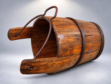 Pas didée. Bois seau ancien fait à la main - 65 cm (Sans, Antiquités & Art