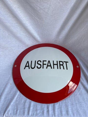 Emaille bord “Ausfahrt” – Duits uitgangsbord – ronde
