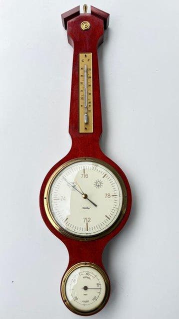 Fischer Aneroid barometer - Hout, messing, glas -, Antiek en Kunst