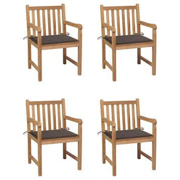 vidaXL Tuinstoelen 4 st met taupe kussens massief teakhout, Verzenden